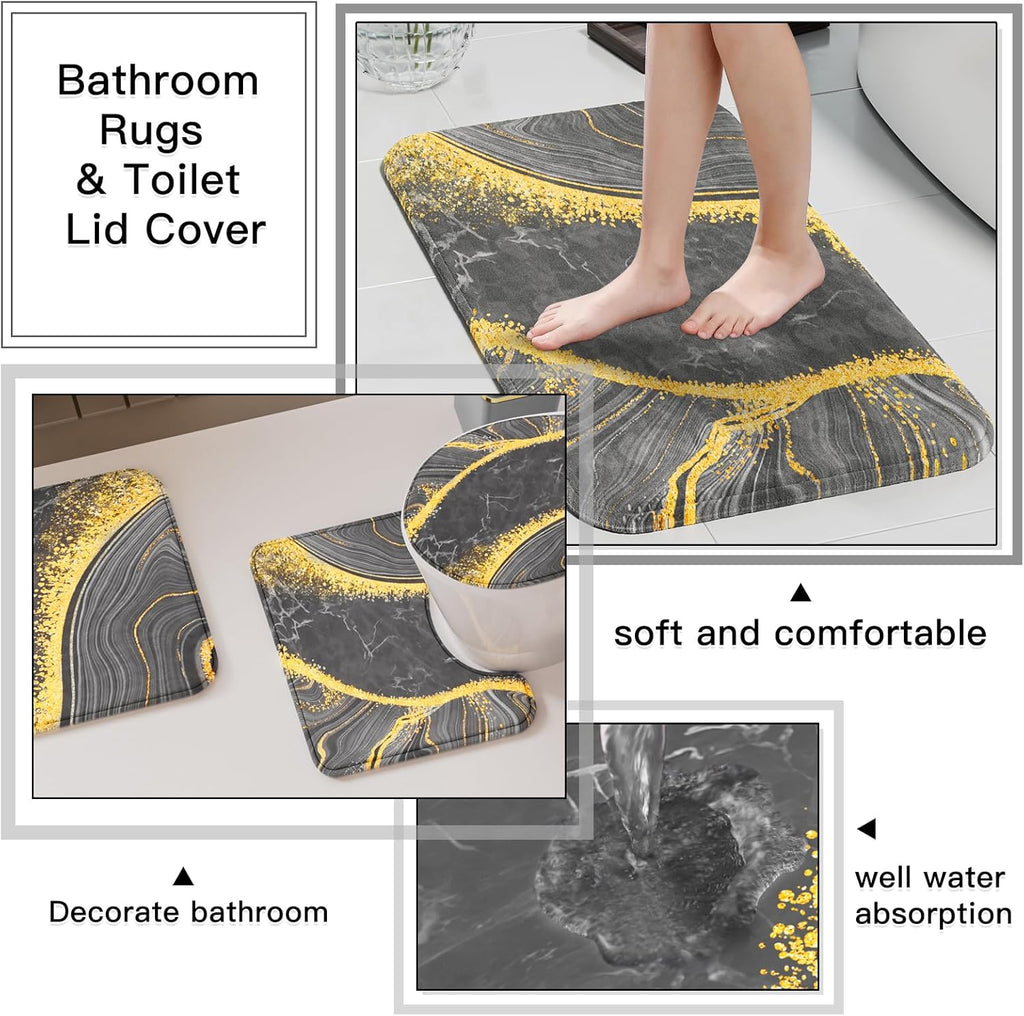 25PCS Bathroom Accessory Set, Beige Bathroom Set with Large-Capacity 4 Gallon Trash Can,Bathroom Rugs Set, Waterproof Shower Curtain, Toilet Brush, Toothbrush Holder & Soap Dispenser