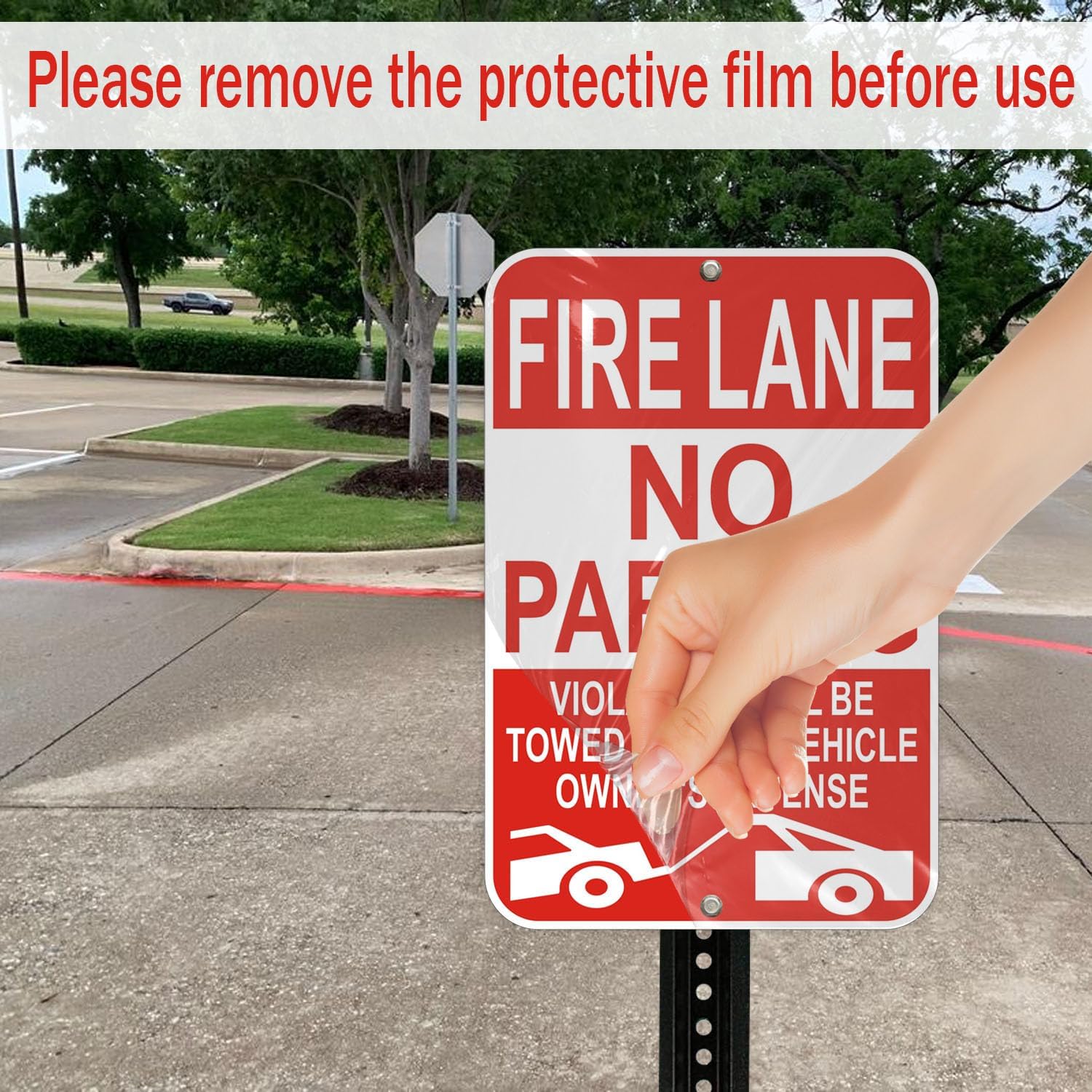 Fire Lane No Parking Sign, 12 x 18 Inches, Reflective, Weather-Resistant, Pack of 2