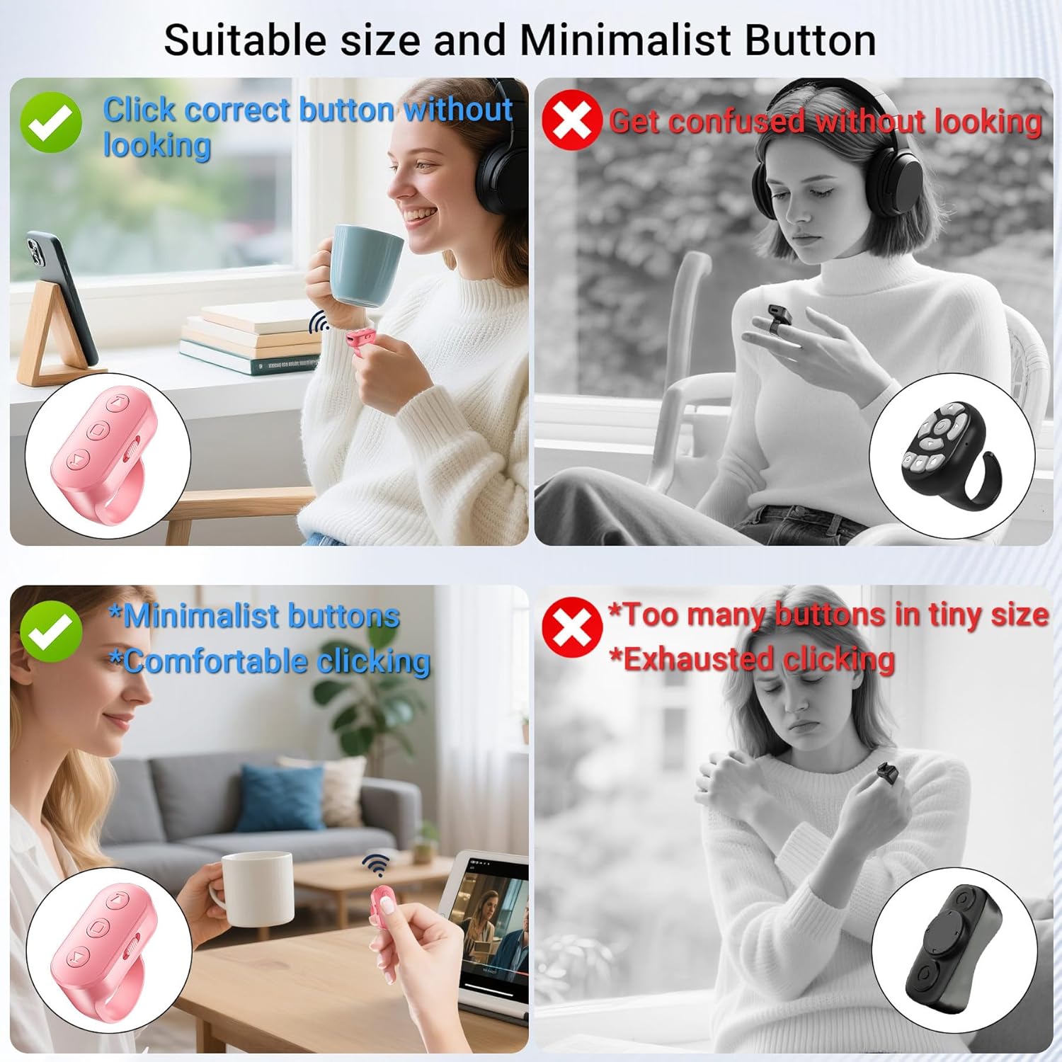 Scrolling Ring Remote for TikTok YouTube IG Shorts Video Landscape Portrait, Fingertip Wireless Scroller Page Turner Clicker for Kindle APP Compatible with iPhone iPad Android Phone Tablet