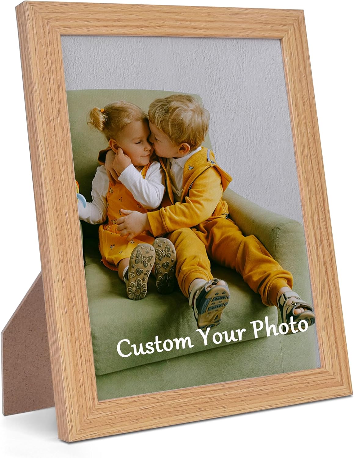 Custom Canvas Photo Prints with 8x10in Picture Framed, Personalized Picture Canvas Wall Art, Wall and Tabletop Display Photo Frame for Family Gifts for Mom/Men (Wood)