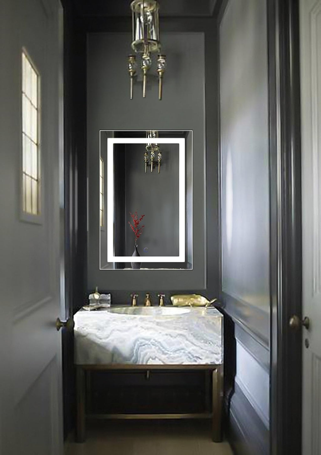 Krugg | 24 Inch X 36 Inch LED Bathroom Mirror | Lighted Vanity Mirror Includes Dimmer & Defogger | Wall Mount Vertical or Horizontal Installation