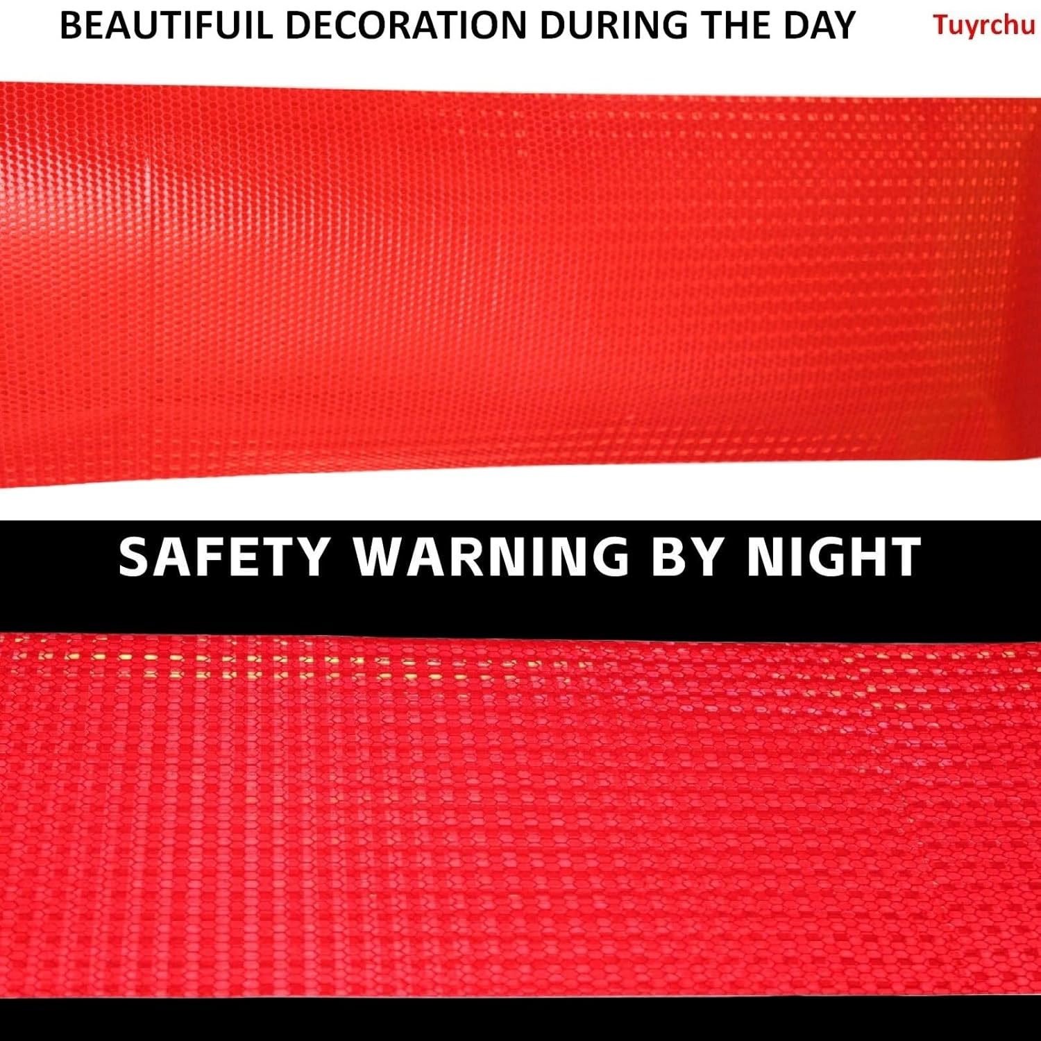 Red Reflective Tape Outdoor Waterproof 12 inch, High Visibility Warning Industrial Marking Tape, Safety Stickers (11 feet)