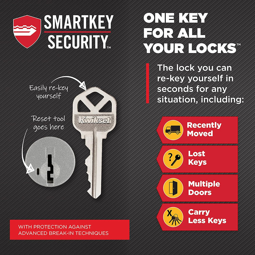 Kwikset Halifax Entry Door Handle with Lock and Key, Secure Keyed Reversible Lever Exterior, For Front Entrance and Bedrooms, Venetian Bronze, Pick Resistant Smartkey Rekey Security and Microban