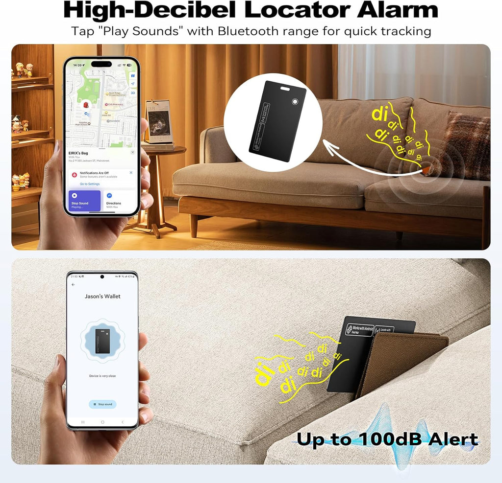 [2025 New] Wallet Tracker Card, Certifed by Apple Find My & Google's Find Hub, Android airtag, Item Locator, Credit Card Size Tracker, Card Holder Tracker, Keys, Bags (Black, 1 Pack)