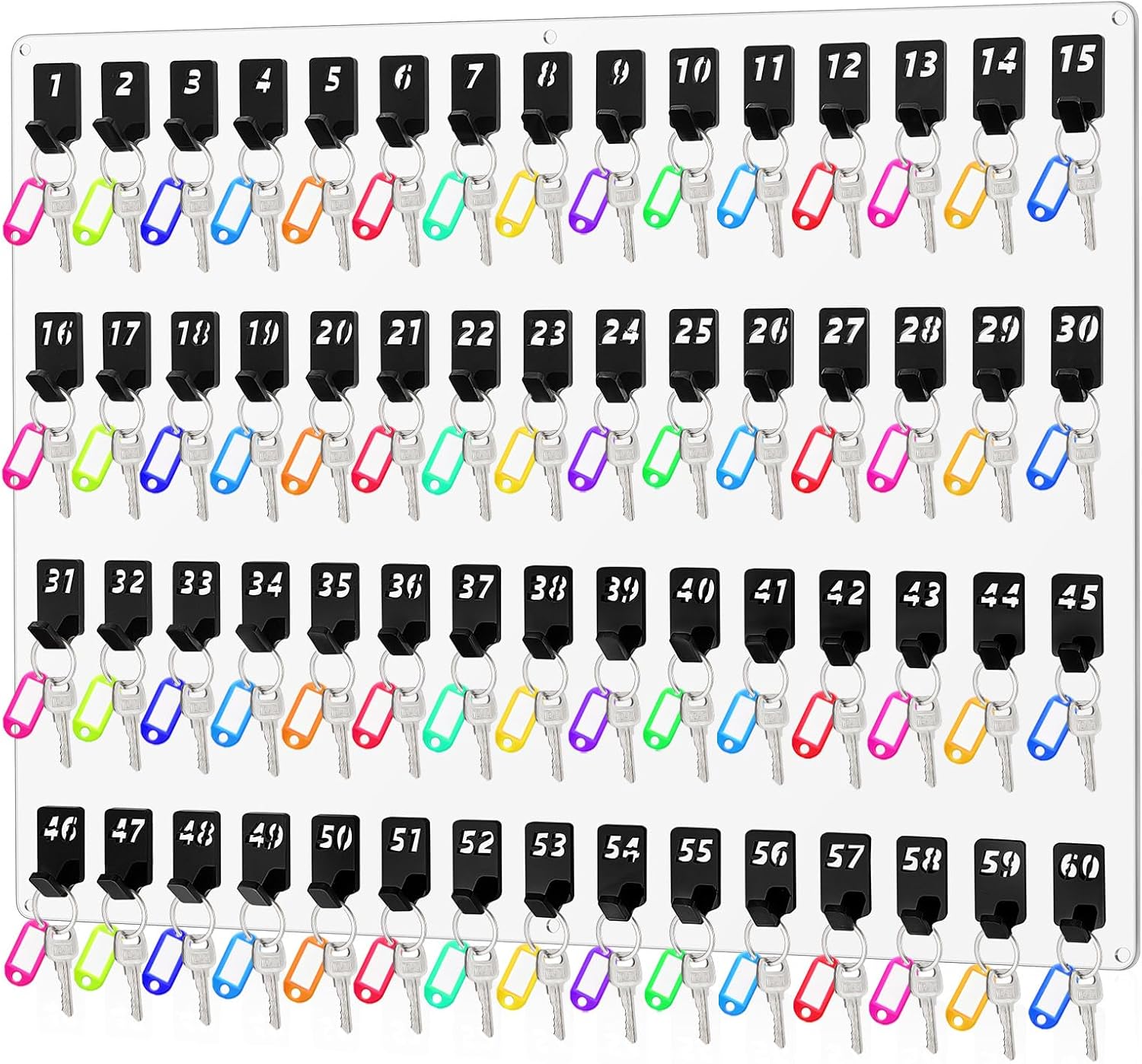 Acrylic Key Board with 60 No. Hooks Wall Mount Key Rack Holder Hanger Storage Collection for School, Garage, Car Dealer, Office, Hotel, Real Estate(Transparent)