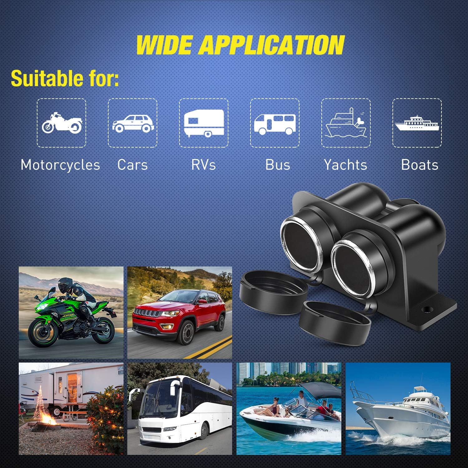 Nilight Dual Cigarette Lighter Socket 12V Lighter Power Outlet 2 Cigarette Lighter Double Plug Splitter Waterproof for GPS Dash Cam Car Marine Truck ATV RV