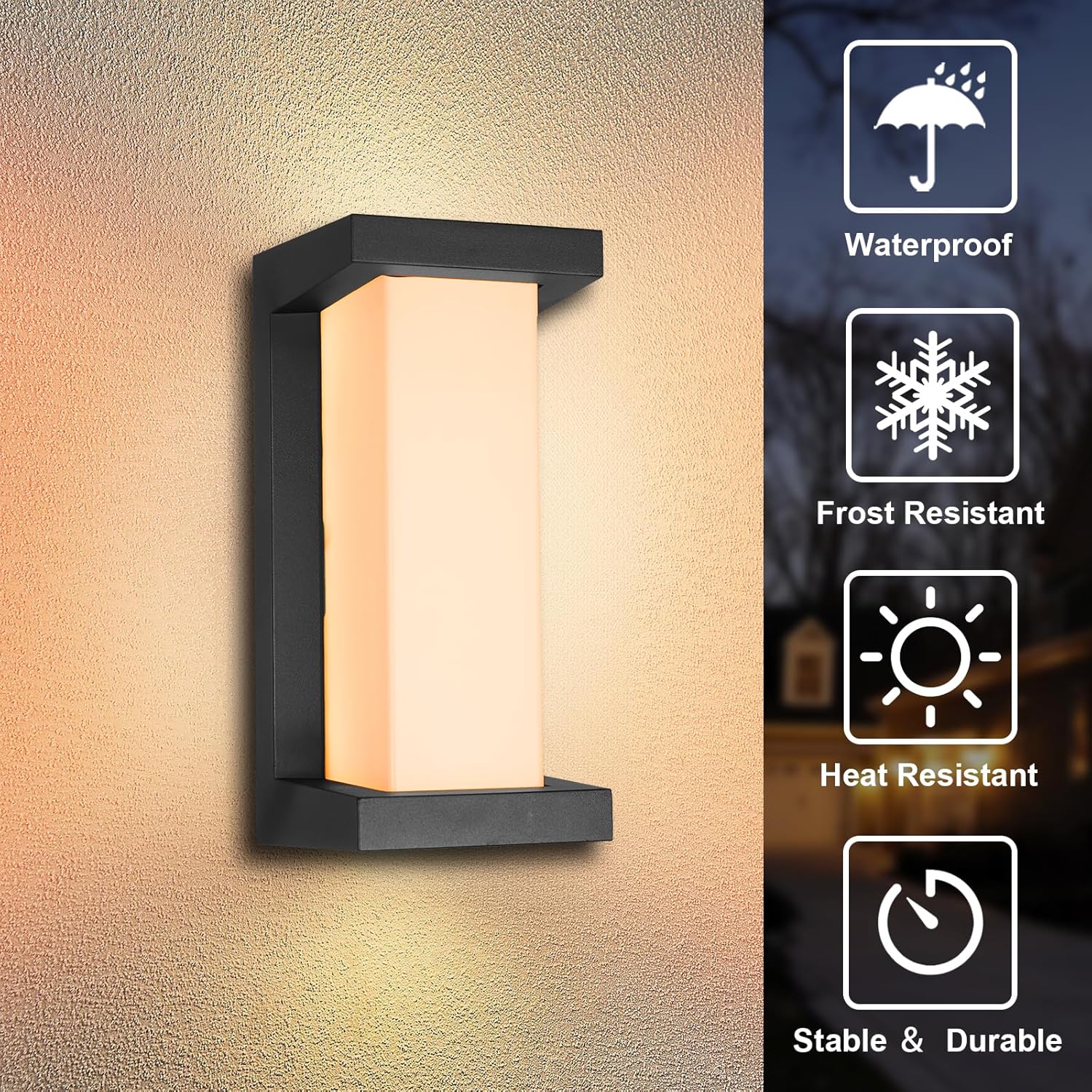 LED RGBCW Outdoor Wall Light Fixtures, Smart Led Porch Lights, 3000K- 5000K RGBCW Exterior Lighting, Wall Sconce, Dimmable Wall Mount Outside Lights for House,Garage,Backyard