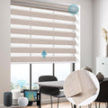 SmartWings Motorized Zebra Shades - Compatible with HomeKit, Alexa, SmartThings, Google - Remote Control Light Filtering Sheer Shades, 50% Blackout, for Smart Home/Office, Gold, Customized