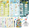 JJPRO Magnetic Bedtime/Morning/Daily Routine Chart for Kids with Reward Jar-Bedtime Checklist Toddler Reward Jar,Magnetic Chore Chart for Kids,Daily Routine Reward Chart -Outer Space