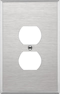 ENERLITES Duplex Receptacle Jumbo Metal Wall Plate, Stainless Steel Outlet Cover, Corrosion Resistant, Over Size 1-Gang 5.5" x 3.5", UL Listed, 7721O, 430, Silver
