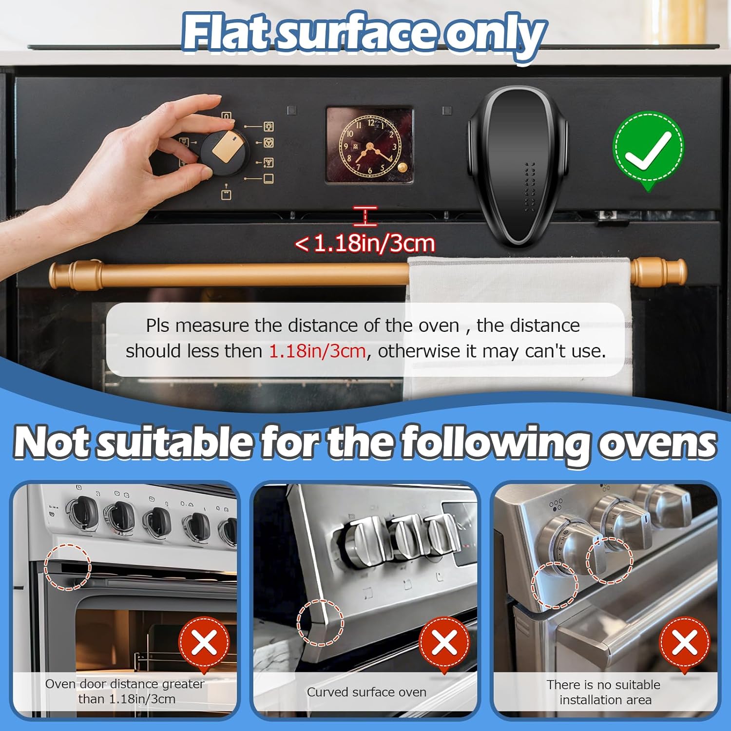 Oven Lock Child Safety (2Pack), Childproof Oven Door Lock, MCOTOP Oven Safety Lock, Heat-Resistant Material no Tools Need or Drill, Oven Door Lock Child Safety Easy to Install (Black)
