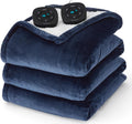 Bedsure Electric Blanket Queen Size - Dual Control Heated Blanket Queen, Fast Heating with 10 Time Settings & 10 Heat Settings, Warm Gifts for Grandma, Women, Men (84x90 inches, Navy)