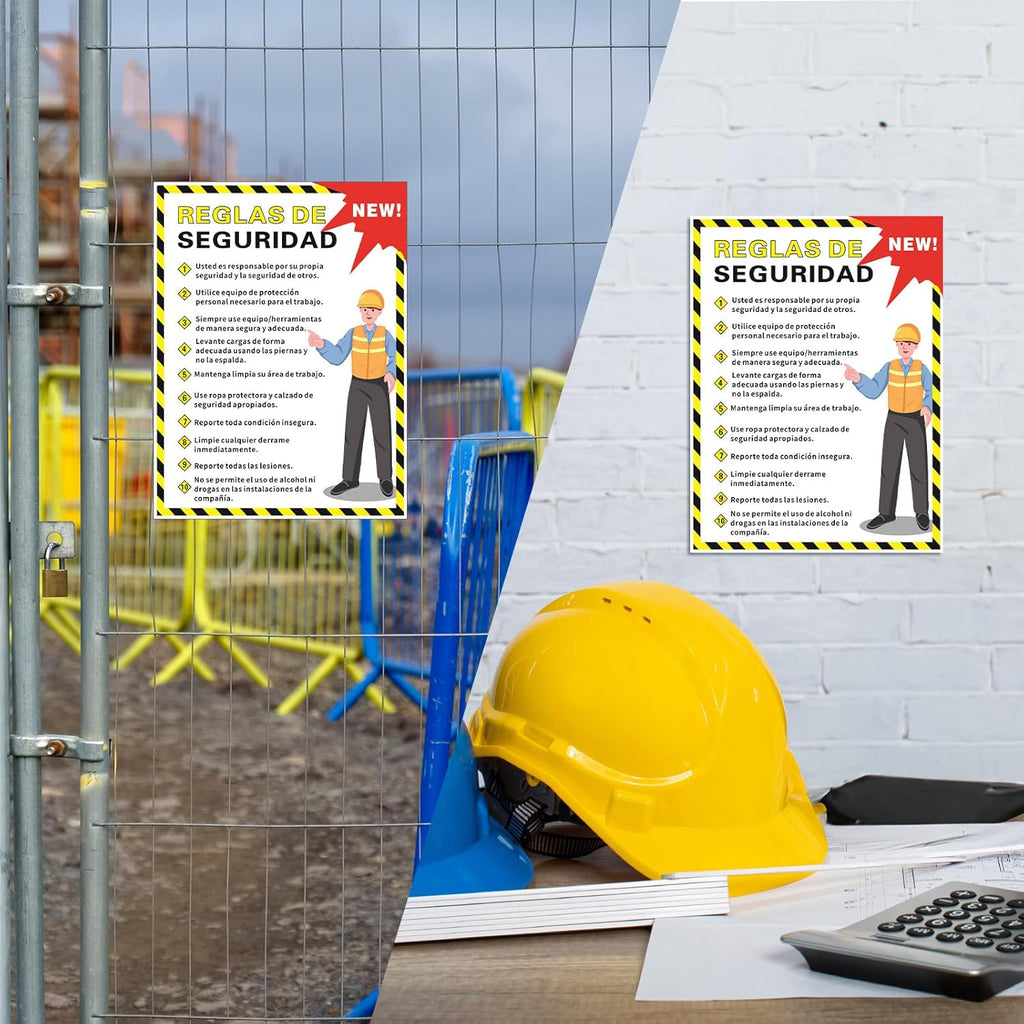 Spanish Workplace Safety Rules Poster 18" x 24" Industrial Safety Sign Security Poster for Employees Factories, Warehouses, Office Construction Sites Waterproof Tear Resistant