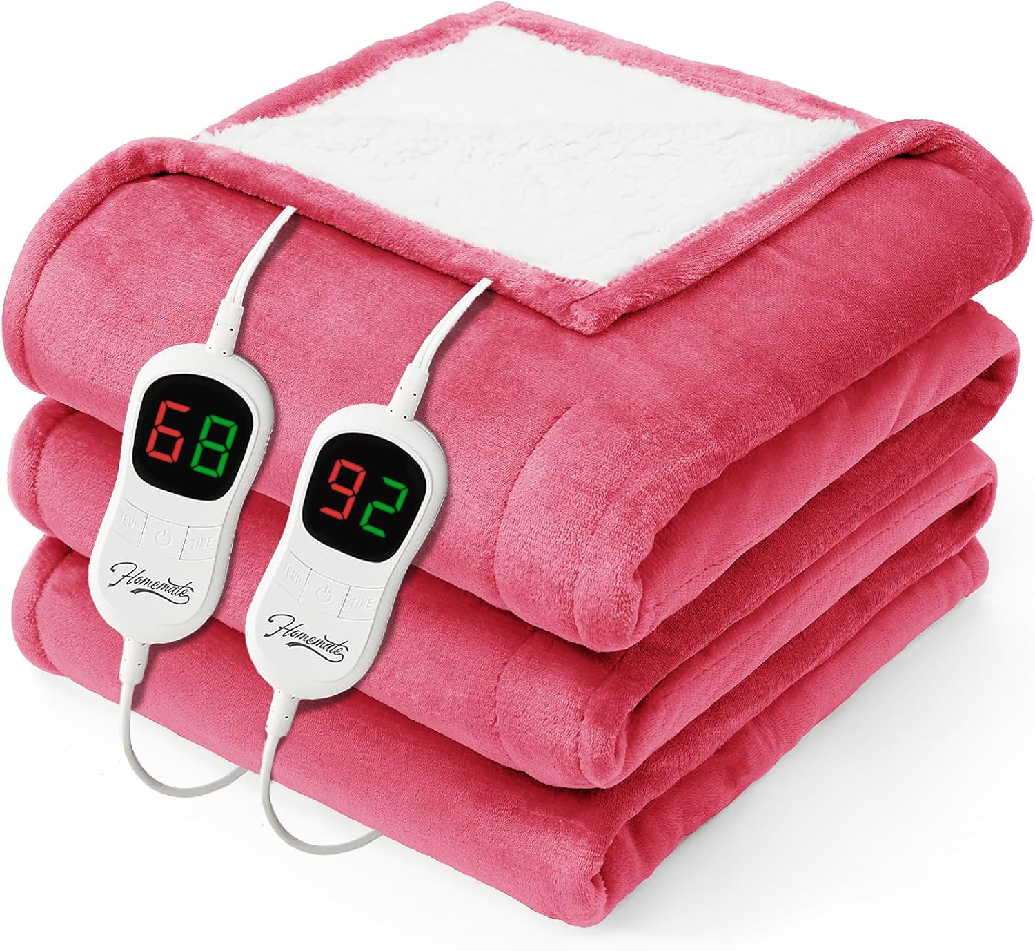 Homemate Electric Heated Blanket Queen - 84"x90" Heating Bed Blankets Throw with 10 Heating Levels 8 Hours Auto Off Fast Heating Over-Heated Protection Ultra Soft Warm Flannel ETL Certified