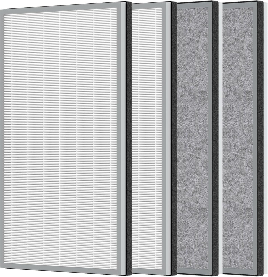 4 Packs HE601 HE602 H13 True HEPA Replacement Filter Compatible with Shark air purifi-er 6 (HE601 & HE602), Part # HE6FKPET