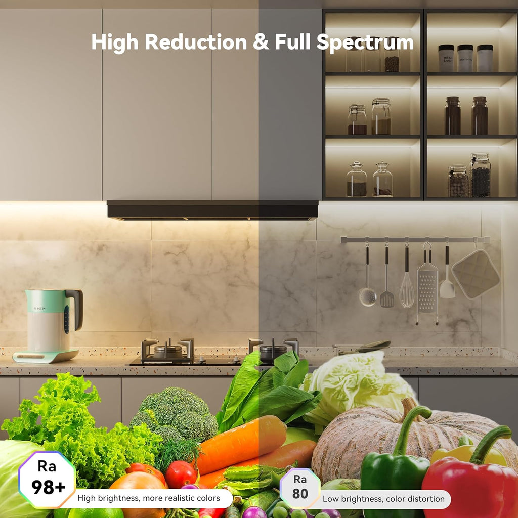 PAUTIX COB LED Strip Lights with RF Remote,UL Listed Dotless LED Lights Dimmable 3000K Warm White,Super Bright 16.4ft Flexible 24V LED Tape Light,for Kitchen Cabinets,Bed,Office,Stairs Indoor Lighting