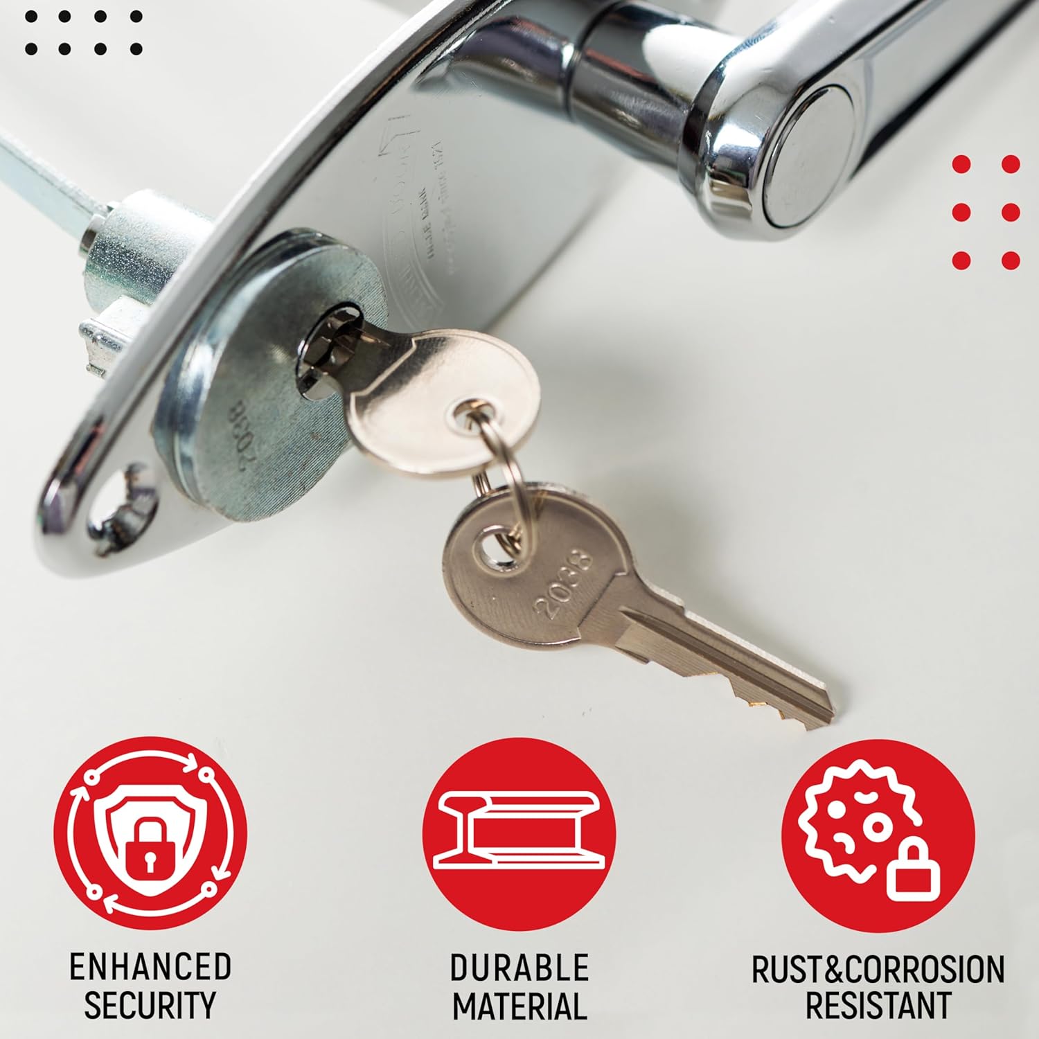 Garage Door Lock Kit, L-Handle Lock with Inside Slide Lock Latch Mechanism, Home Improvement Door Lock