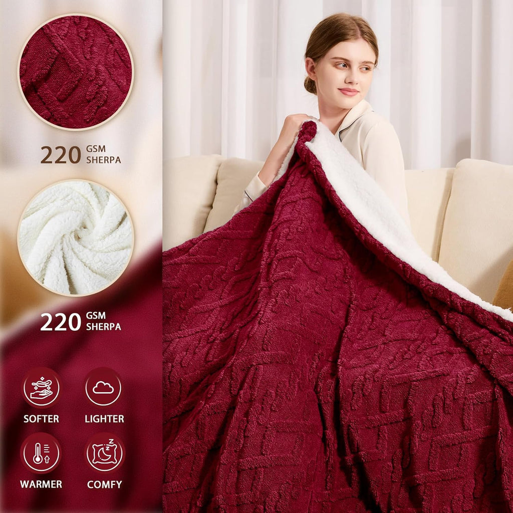 Heated Electric Blanket Full Size-72"x84" Heating Blanket with 10 Heating Levels & 5 Time Settings Over-Heat Protection，Winter Warmer for Adults with ETL Certification（Red）