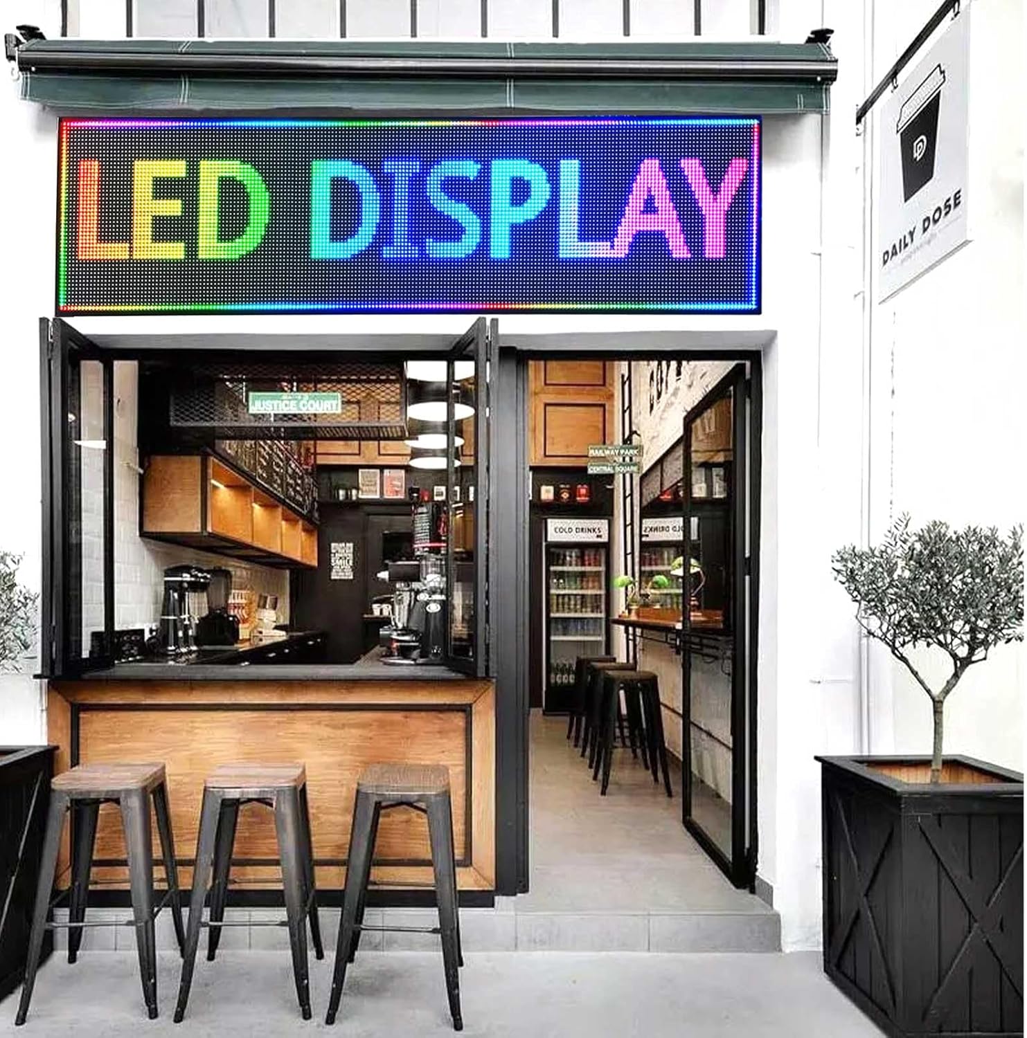 HS Programmable Scrolling Led Sign, Digital Signs Outdoor Waterproof ,Electronic Message Display Board ,Open neon Signs, Full Color High Brightness Big P10 77’’x20’’for Business Store Advertisement Public, APP control
