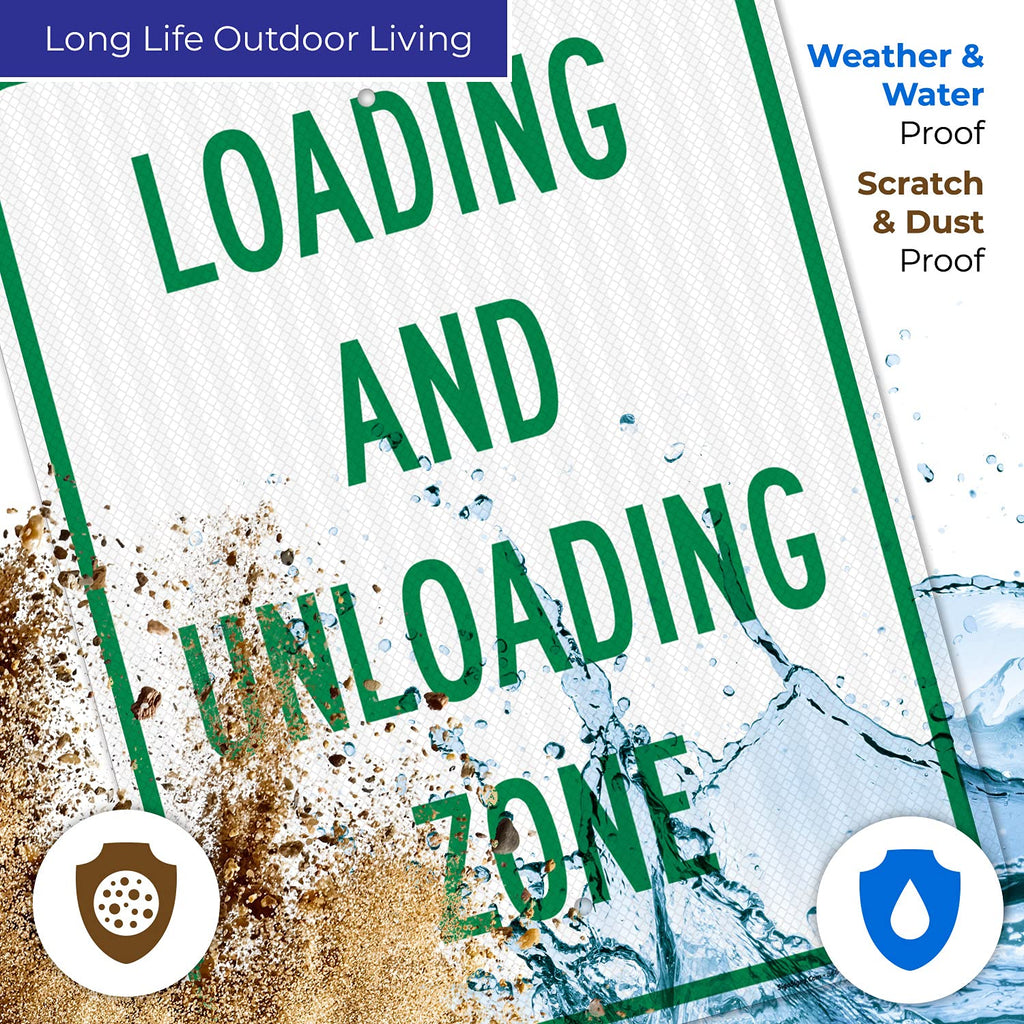 Loading and Unloading Zone Sign, 18x24 Inches, 3M EGP Reflective .080 Aluminum, Fade Resistant, Made in USA