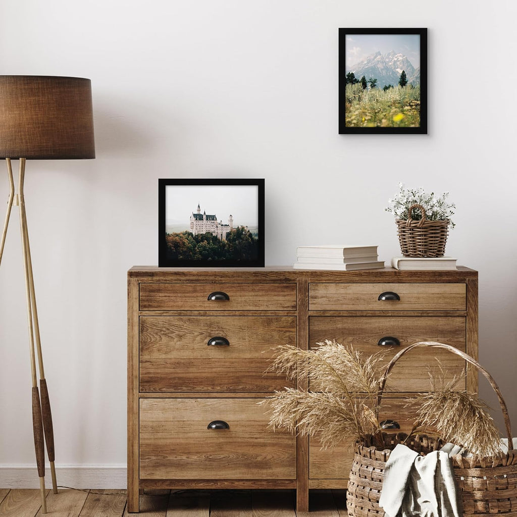 Americanflat 9x11 Picture Frame with Shatter-Resistant Glass - Signature Collection - Gallery-Style Frames Made of Engineered Wood - Photo Frame for Tabletop and Wall Display - Black