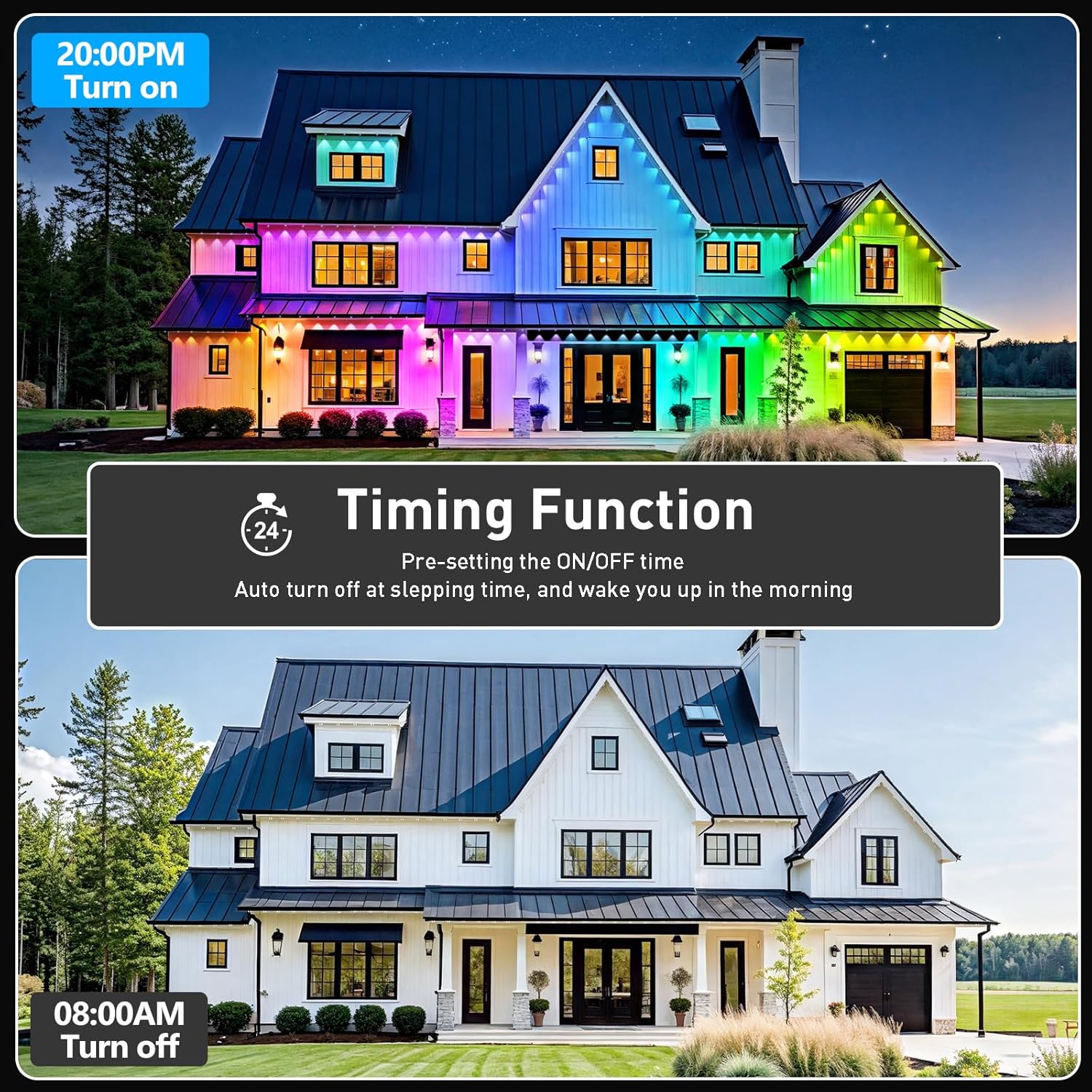 LETIANPAI 400FT Permanent Outdoor Lights,RGB Eaves Lights with App Control Remote,DIY Scene Modes IP67 Waterproof Outdoors Under Eave Lighting,Outdoor Light for Garden Decor