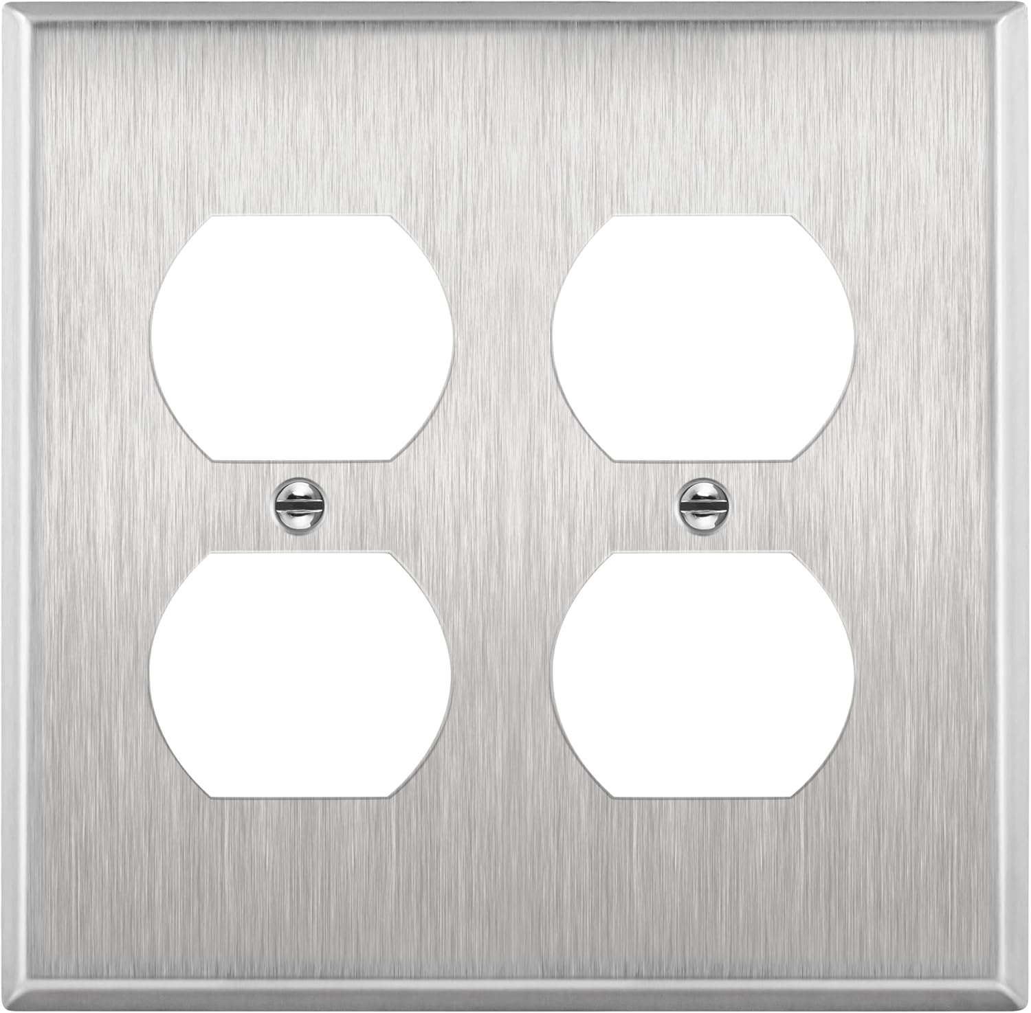 ENERLITES Double Duplex Receptacle Metal Wall Plate, Stainless Steel Socket Outlet Switch Cover, Corrosive Resistant, 2-Gang 4.50" x 4.57", 7722, 430, UL Listed, Silver, Standard Size