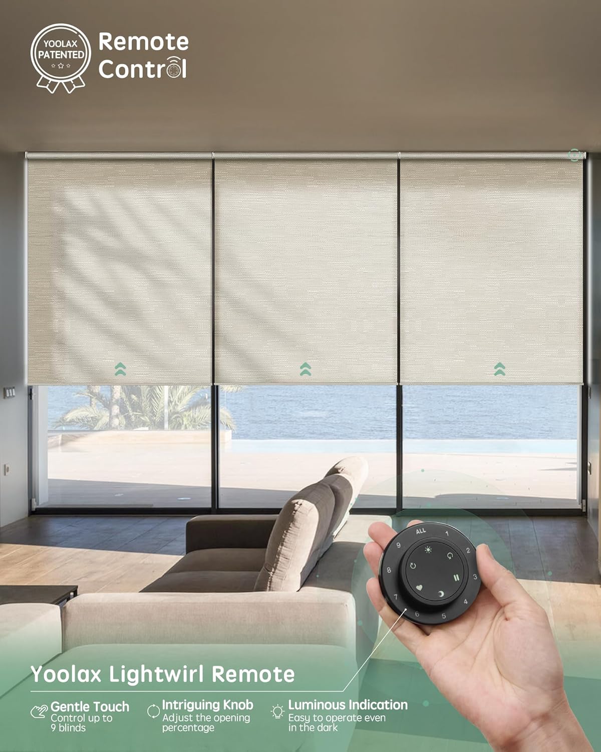 Yoolax Smart Coupled Roller Shades Compatible with Alexa Google, Motorized Blinds with Remote Light Filtering Coupled Roller Shades for X-Large Windows, Custom Size(XL Coupled-Jacquard Coffee)