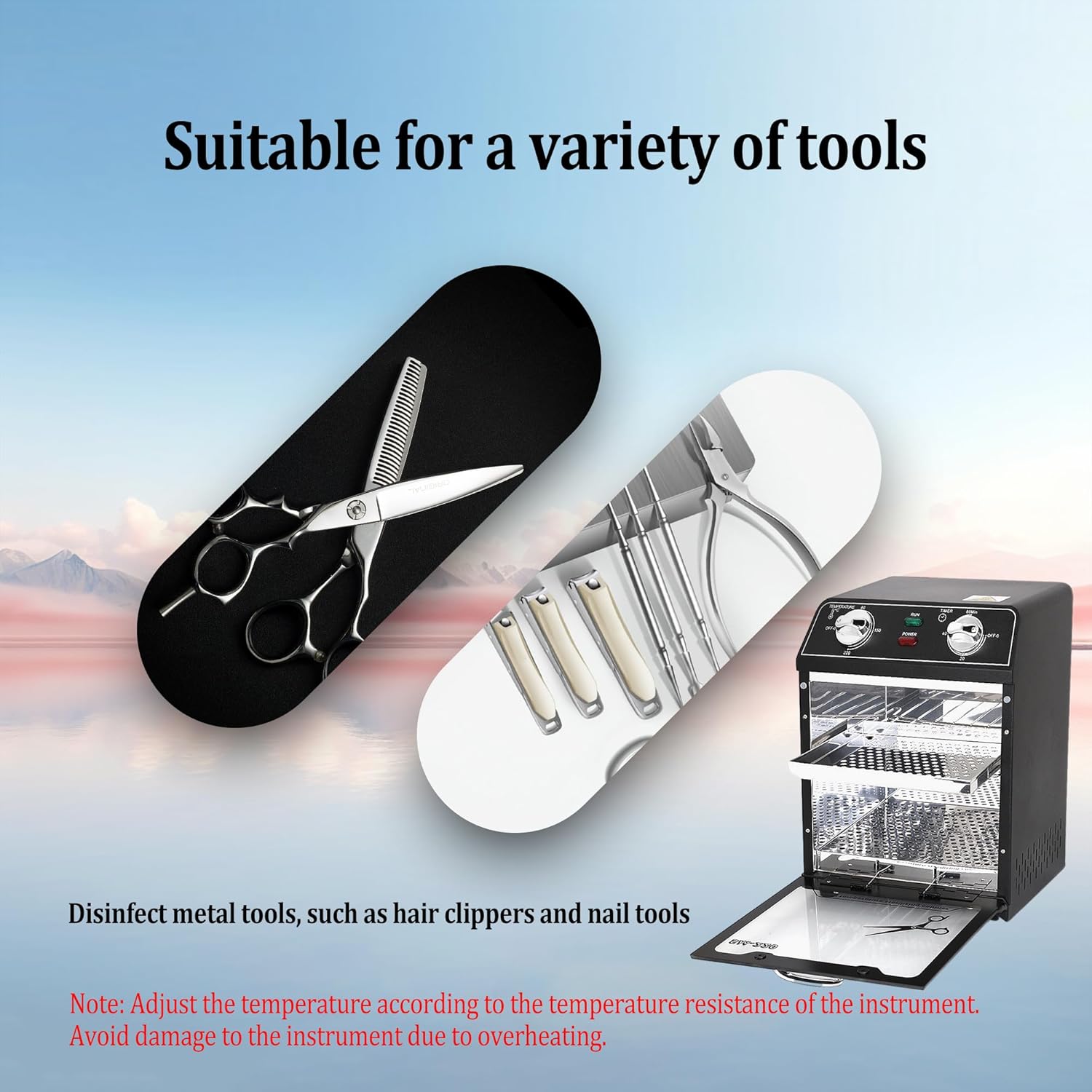 High Temperature Sterilizer, 8L Large Capacity Dry Heat Sterilizer, Max. Temperature 220℃, With Temperature Control & Timer, For Hair Salon Spa Nail Salon, Tool Sterilizer（Black）
