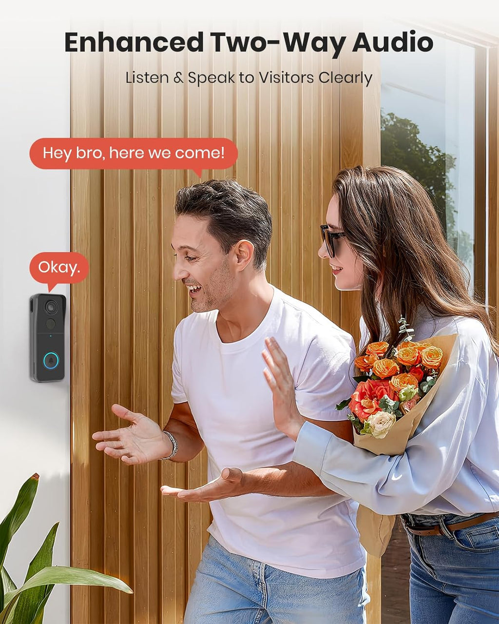Doorbell Camera Wireless, 3K Video Doorbell with Chime, 2.4G WiFi Outdoor Security Cemera, Human Detection, 2-Way Audio, Night Vision, Voice Changer, Works with Alexa and Google Assistant