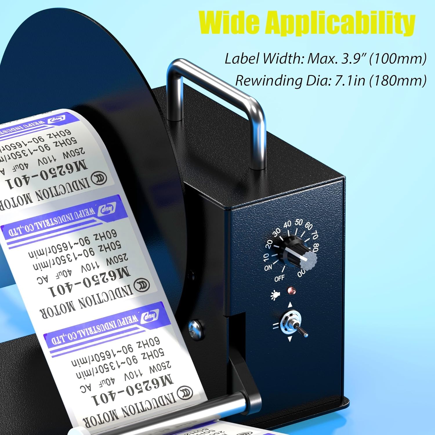 Automatic Label Rewinder, Auto-Sync Thermal Label Rewinder, 2-Way Label Rewinding Machine for Ø1.6”/3.0" Cores, Supports No Core Rewinding, Max. Ø7.1” Label Roll (R3 Pro)