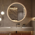Niccy Round Led Mirror for Bathroom, 36" Backlit Mirror for Wall Circle Lighted Mirror with Gold Frame Anti-Fog, 3 Colors, HD Glass and IP65 Waterproof