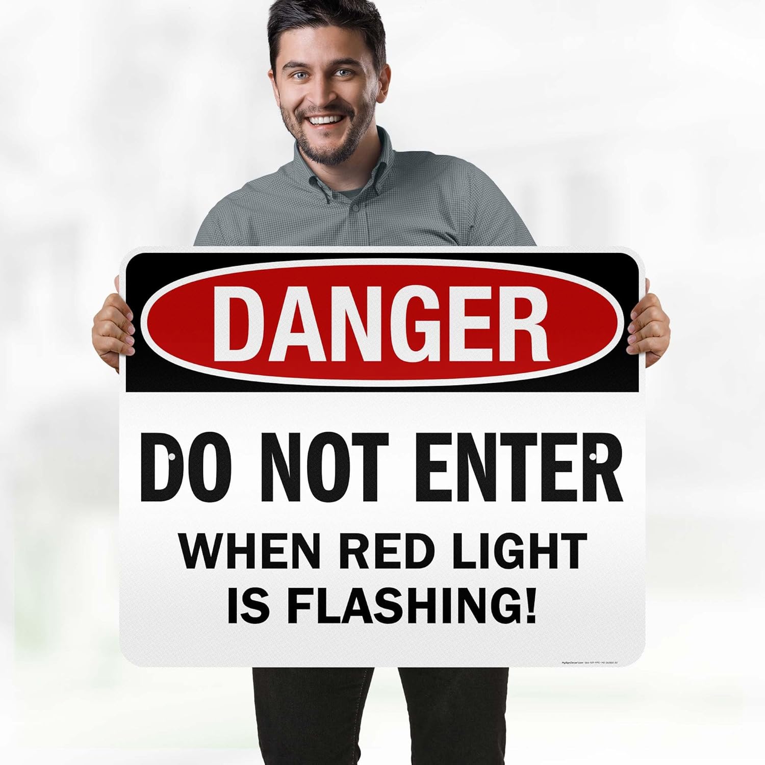 Danger Do Not Enter When Red Light is Flashing Sign, 24x30 Inches, 3M EGP Reflective .080 Aluminum, Fade Resistant, Made in USA by My Sign Center