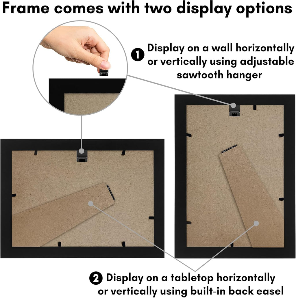 Americanflat 5.5x8.5 Picture Frame with Shatter-Resistant Glass - Signature Collection - Gallery-Style Frames Made of Engineered Wood - Photo Frame for Tabletop and Wall Display - Black