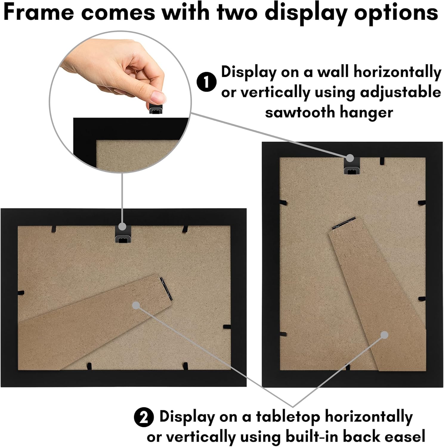 Americanflat 5.5x8.5 Picture Frame with Shatter-Resistant Glass - Signature Collection - Gallery-Style Frames Made of Engineered Wood - Photo Frame for Tabletop and Wall Display - Black