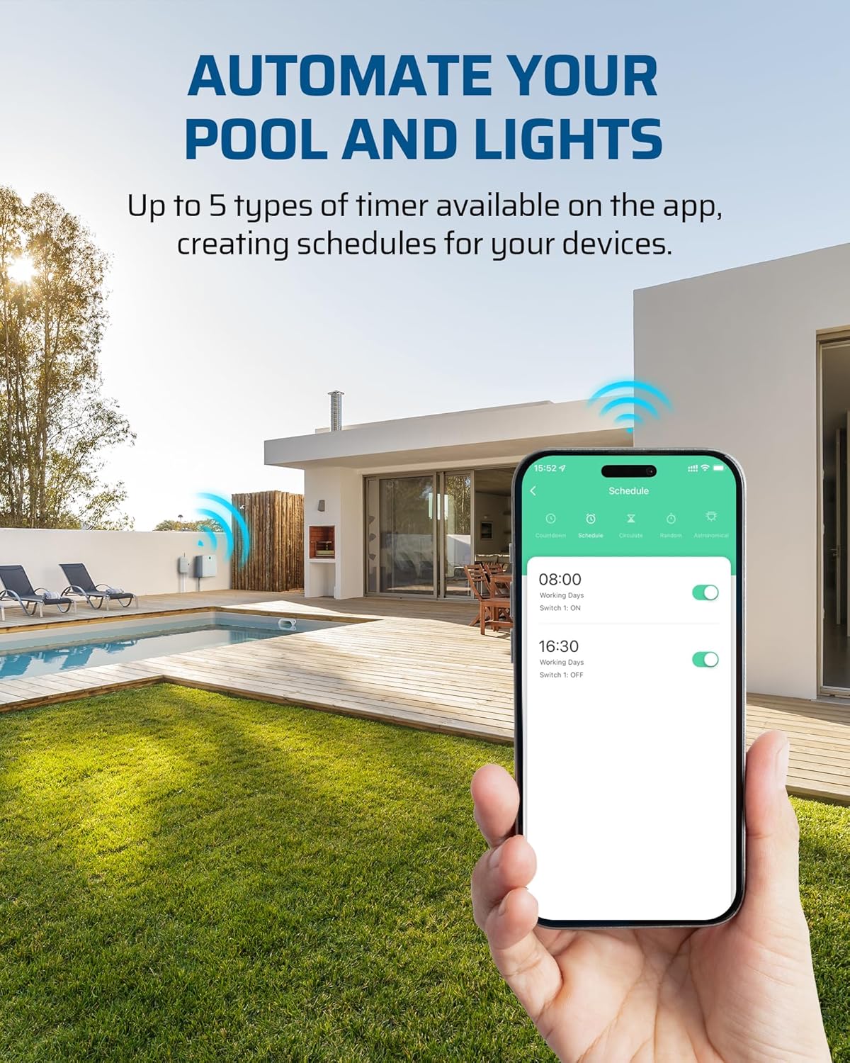 DEWENWILS Pool Pump Timer, Outdoor Smart WiFi Box, Heavy Duty 40A 120VAC 2HP Wireless Controller Timer for Pool, Water Heater, Compatible with Smart Phone, Alexa, Google Assistant, ETL Listed