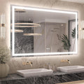 Keonjinn 55 ” x 36 ” Lighted Mirror for Bathroom Wall, LED Mirror with Frontlit & Backlit, Bathroom Mirror with Lights, Dimmable 3-Color Lights, HD Tempered Glass, UL-Listed LED Driver