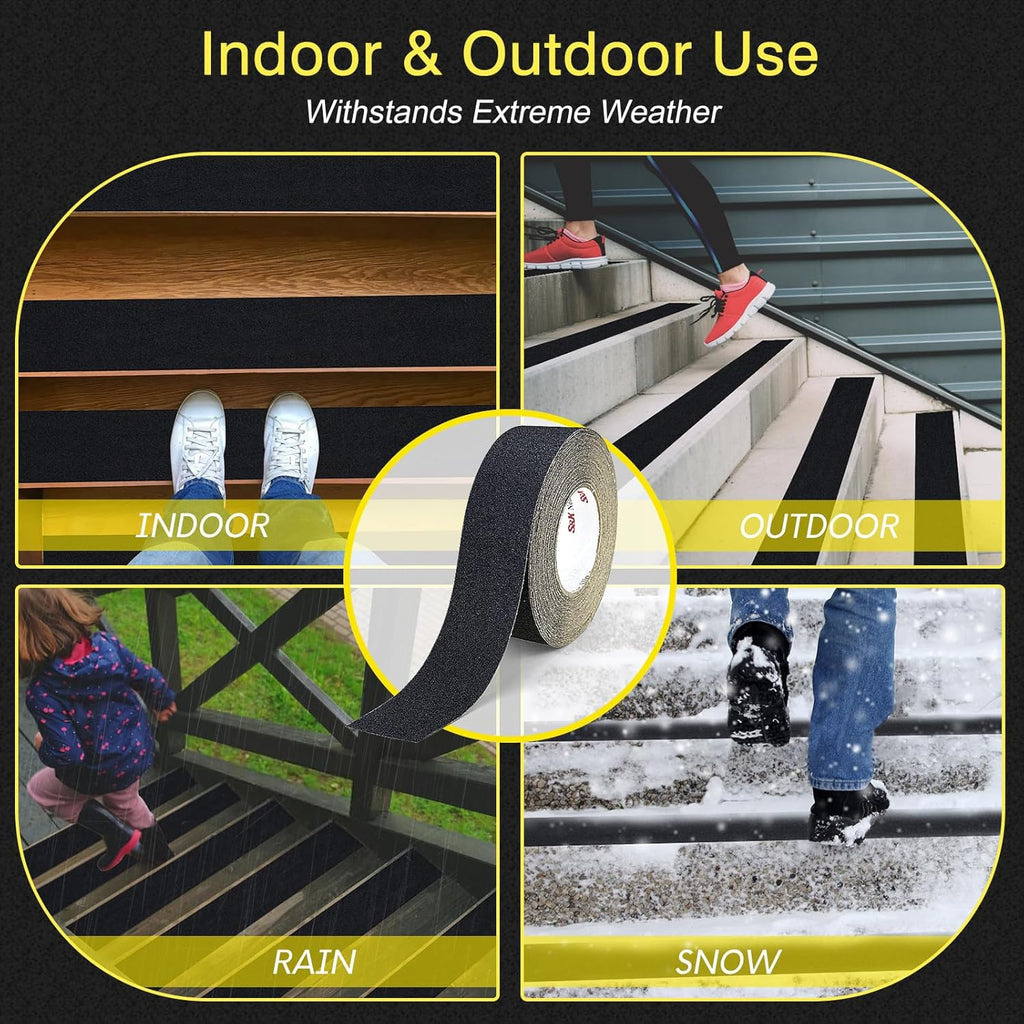 S&X Heavy Duty Anti Slip Tape - 2" x 60' Premium Industrial Grade Grit 60 - Non-Skid Traction Grip Tape for Outdoor Stairs, Steps, Ramps, Boats, Decks - Waterproof, Weather & Wear Resistant
