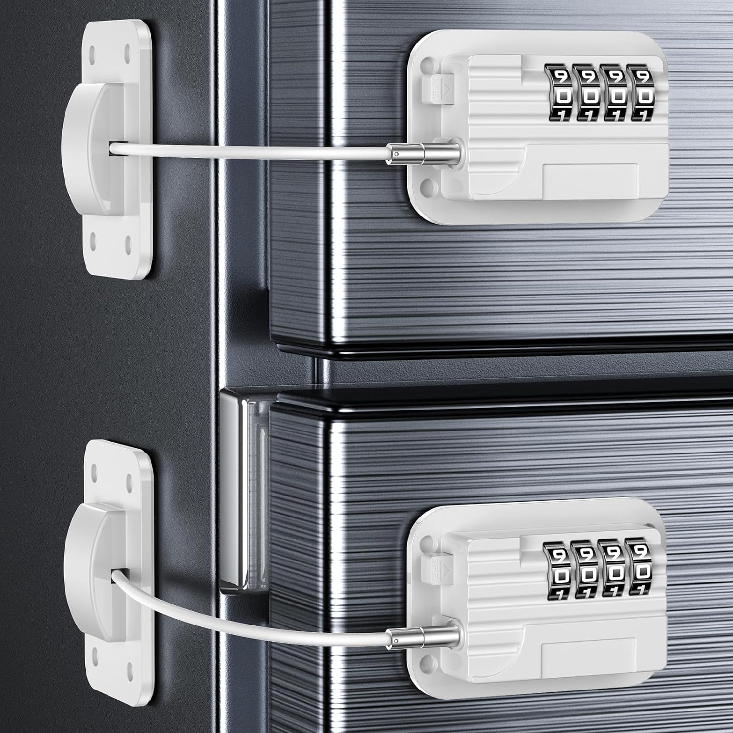 Upgraded Refrigerator Combination Locks- Changeable Password Fridge Locks for Kids, Toddlers and Children, Child & Baby Proofing Safety Door Lock for Cabinet and Drawers Windows (White-2 Pack)