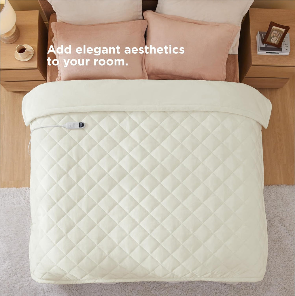 Bedsure Electric Blanket Full Size - Heated Weighted Blanket Full with 6 Heat Settings, Fasting with 10 Time Settings & 8 Hours Auto-Off (72x84 inches, Ivory)