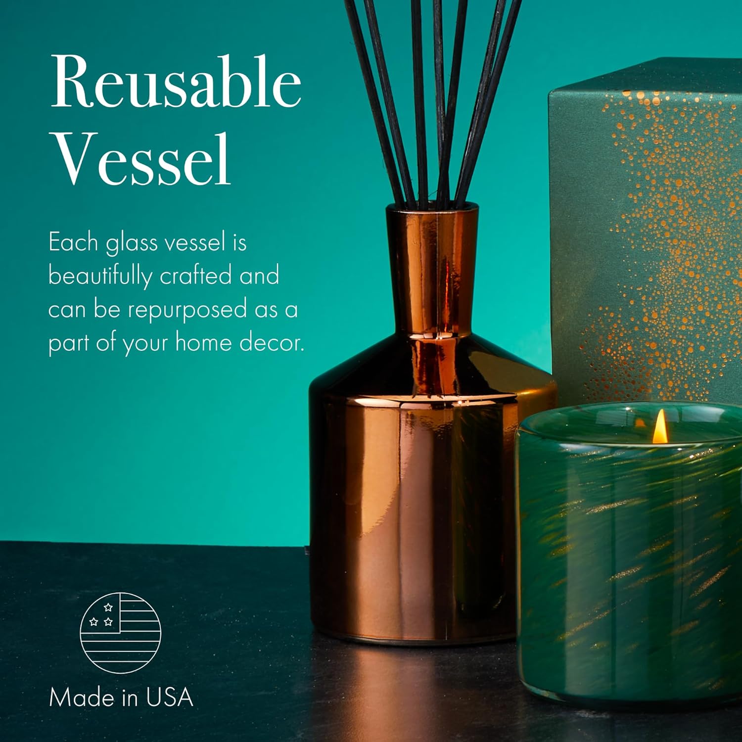 LAFCO New York Holiday Reed Diffuser, Woodland Spruce - 6 oz - Up to 3 Months Fragrance Life - Reusable Glass Vessel - Natural Wood Reeds - Made in The USA