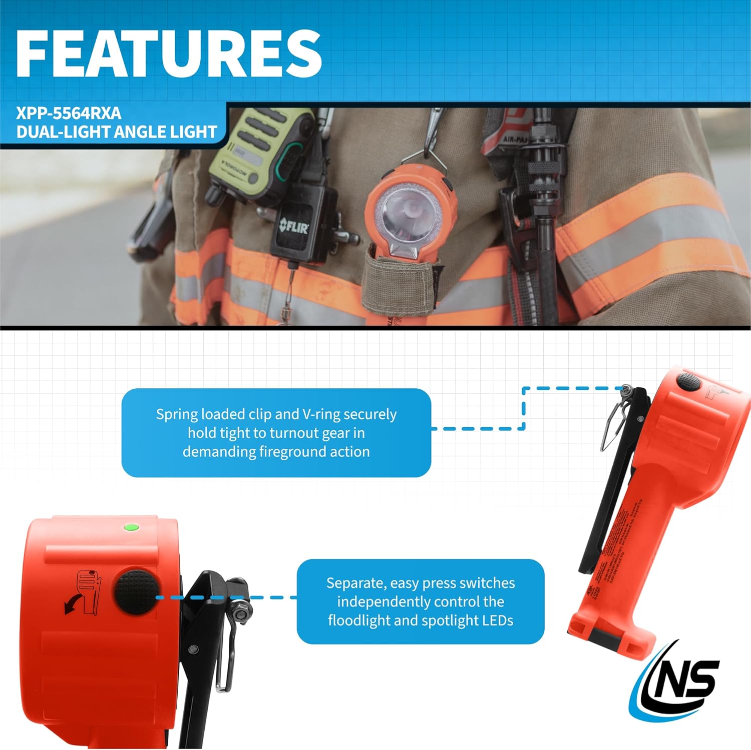 Nightstick XPP-5564 Intrant® Duo Intrinsically Safe Turbo Dual-Light Angle Light - 4 AA