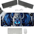 Heated Mouse Pad with 3 Temperature Settings(104°F–122°F),Large 31.5x13 Inch PU Leather Heated Desk Mat,Waterproof Warming Pad for Office,Gaming & Cold Hands Relief,Dragon and Wolf