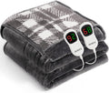Heated Electric Blanket Queen Size - 84"x90" Flannel Heating Blanket with 10 Heating Levels & 5 Time Settings Over-Heat Protection, Winter Warmer for Adults with ETL Certification（Grey）