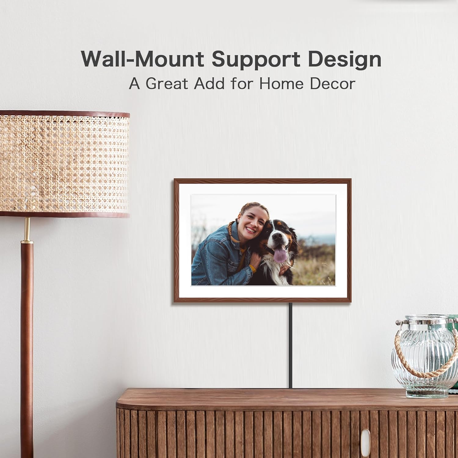 Digital Picture Frame, 10.1'' Frameo Digital Frame Wifi, 32GB Memory, 1280*800 HD Touch Screen Digital Photo Frame, Wall Mountable, Share Instantly, Birthday Gifts for Women, Mom Gift, Chocolate Brown