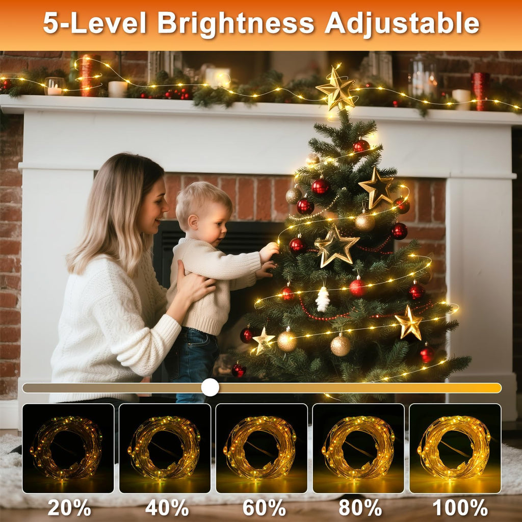 OMIKA 16.4ft 50 LEDs16 Color Battery Operated & USB Powered String Lights, with Remote Timer Waterproof Silver Wire Twinkle Lights for Room Garden Patio Indoor Outdoor Decor(132 Modes)