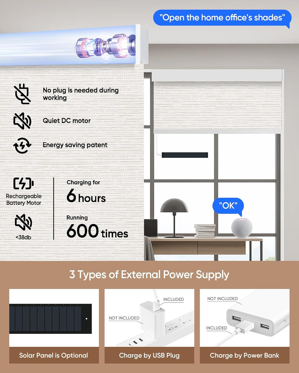 Kincmo Motorized Blinds with Remote,100% Blackout Motorized Roller Shades Work with Apple Homekit,Alexa,Google, Custom Electric Blinds with App,Voice Control (Aqua Waves Beige)