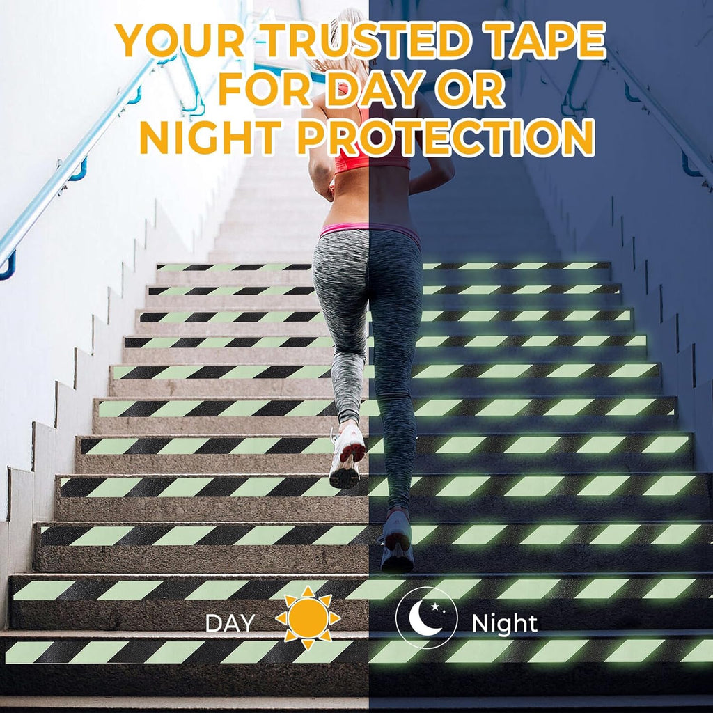 Anti Slip Tape Glow in The Dark Tape, Non Slip Grip Tape for Stairs, Outdoor Waterproof, High Friction, Stair Tread, Indoor Safety, Luminous Green, 2 Inch x 16 Feet