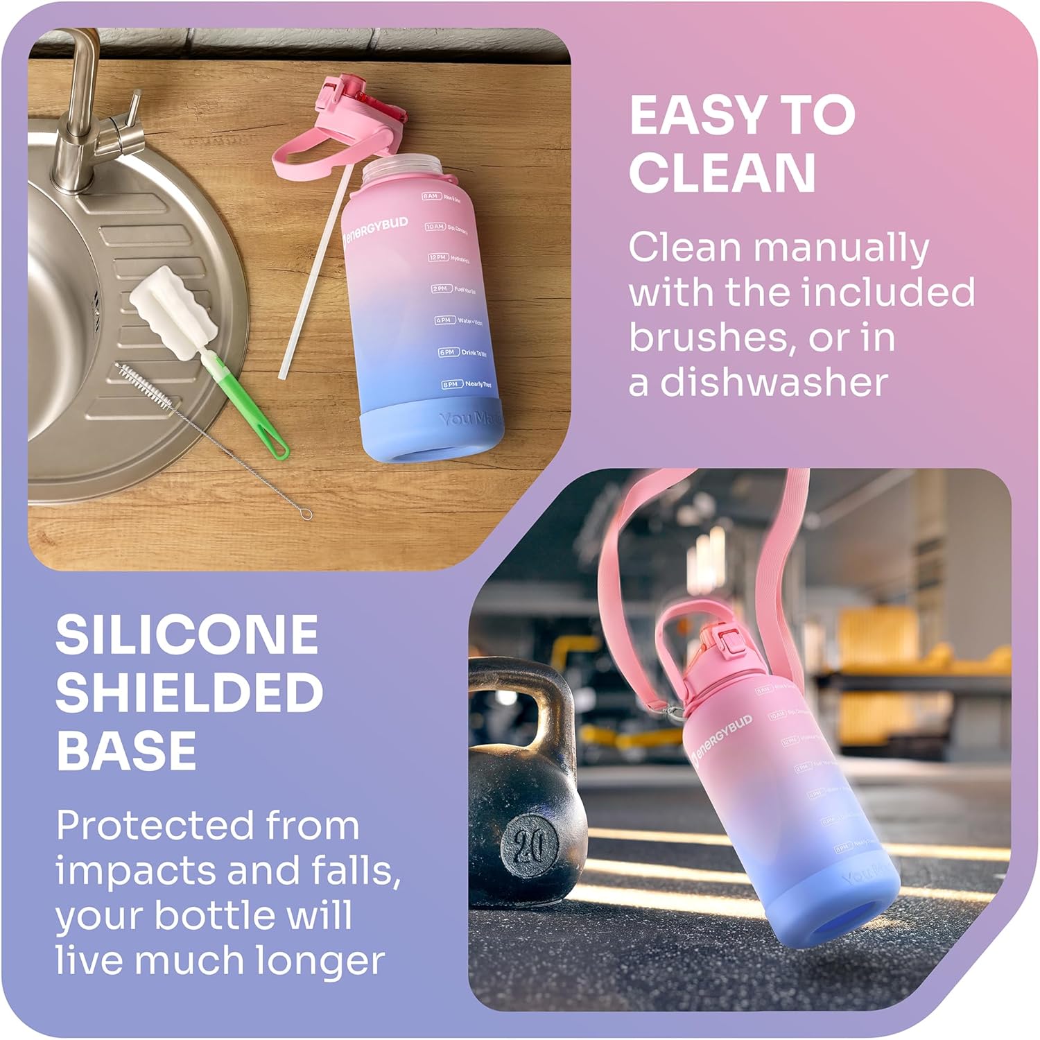 1 Gallon Water Bottle with 128 oz Capacity - Motivational Time Markers for Daily Hydration Goals - Leakproof BPA Free Tritan with Removable Straw