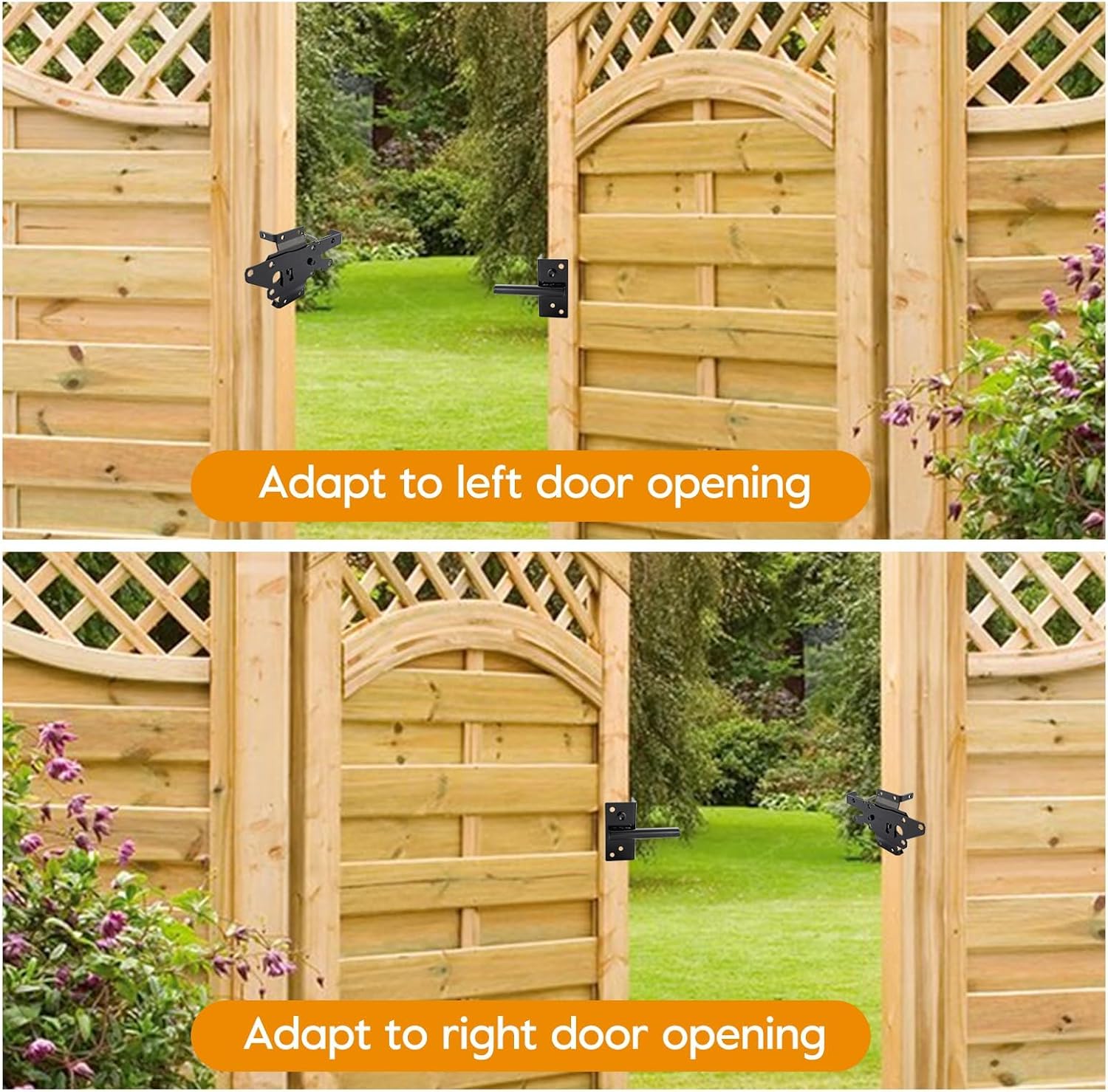 HOME MASTER HARDWARE Heavy Duty Self-Locking Gate Latch for Wooden Fence, Post Mount Automatic Gate Lock, Fence Gate Latch for Pool/Outdoor Garden/Vinyl, Black Finish